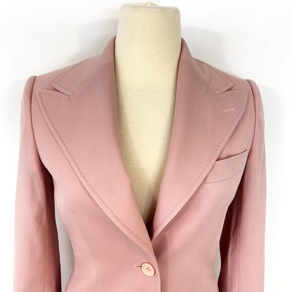Dolce and Gabbana Single-Breasted Wool Crepe Jacket Blazer Light Pink 38 (US 2) - Picture 2 of 14